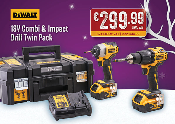 Dewalt Twin Kit + 2 x 5ah Batteries in Tstak case