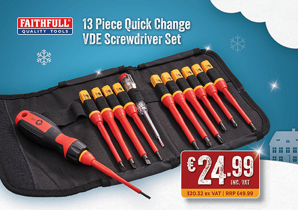 Faithfull Interchangeable VDE Screwdriver Set - 13 Piece